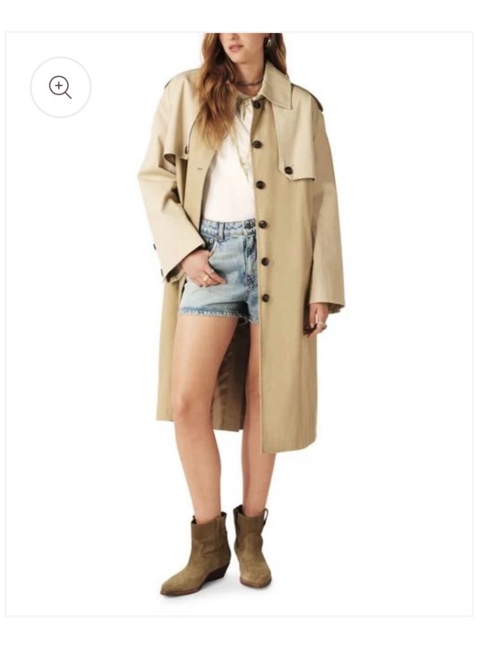 ba&sh Two-Tone Beige Trench Coat with Belt